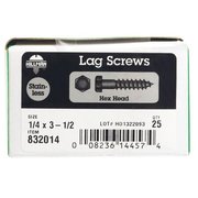 HILLMAN Lag Screw, 1/4 in, 3-1/2 in, Stainless Steel, Hex Hex Drive 59595